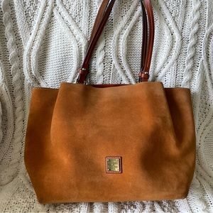 Dooney & Bourke Large Suede Honey Flynn - Discontinued / Retired Bag